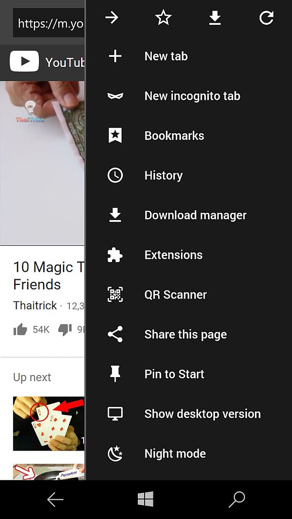 Cốc Cốc Browser Menu