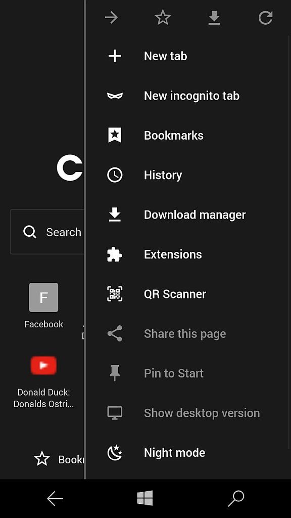 Cốc Cốc Browser Menu