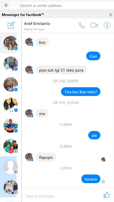 Interface of Messenger for Facebook Interface of Messenger for Facebook